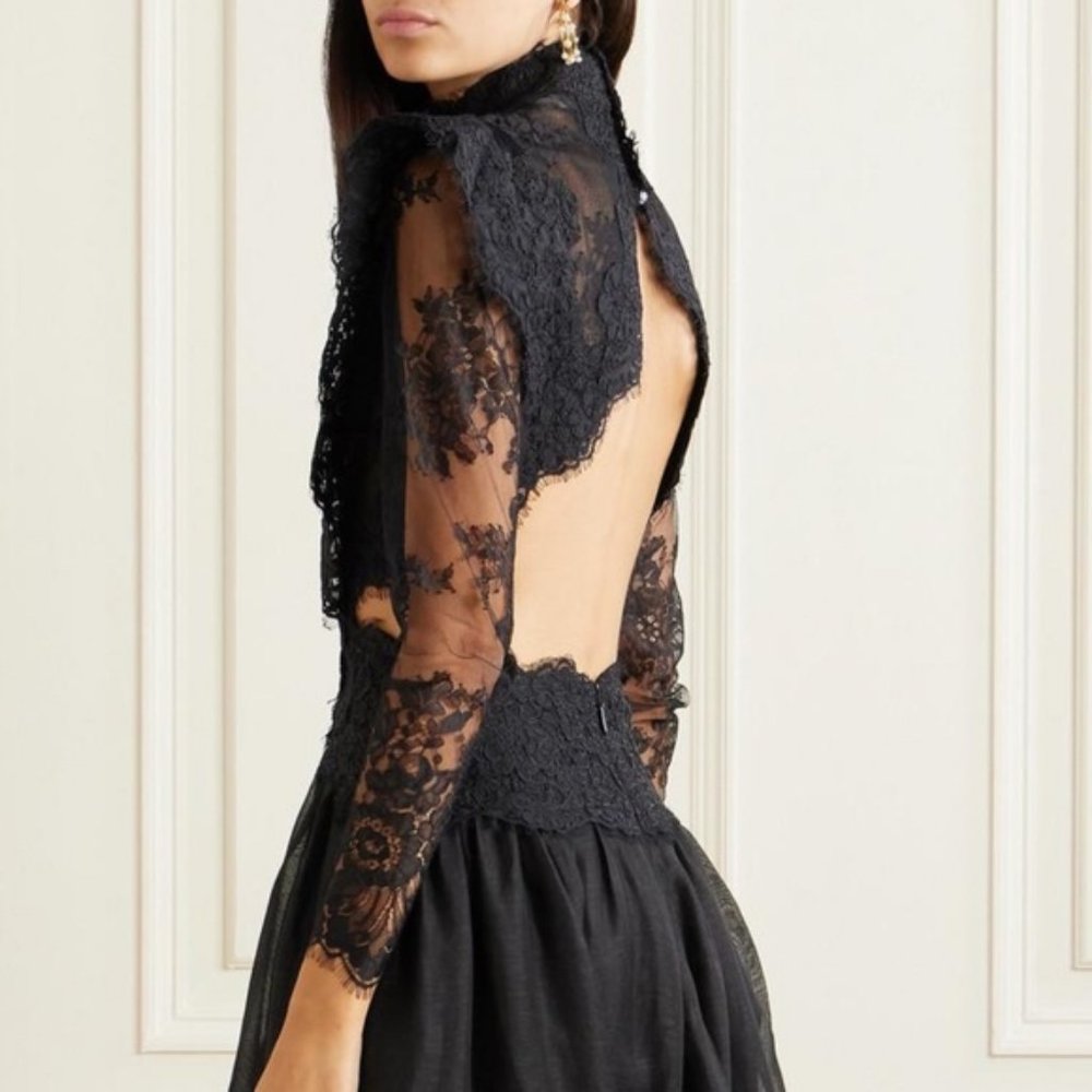 NWOT Authentic ZIMMERMANN Sensory lace linen and silk midi dress Size 1 Black - Picture 4 of 16